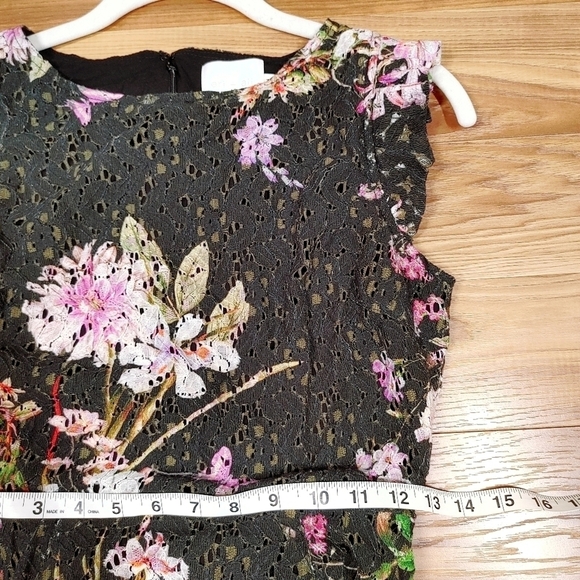 Anthropologie Eri + Ali Nevaeh Black Floral Lace Dress Size 4 - Picture 4 of 12